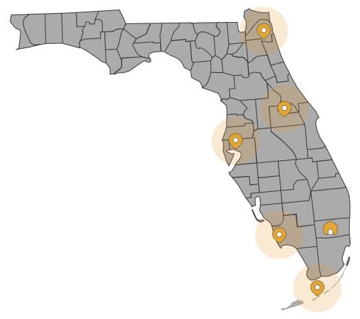 Map showing fresh delivery network across Florida